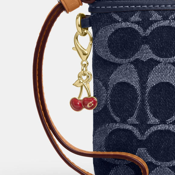 Corner Zip Wristlet In Signature Denim - Picture 3 of 4